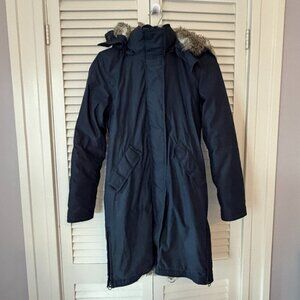Aritzia Babaton Oskar parka XS navy blue full zip faux fur hooded
